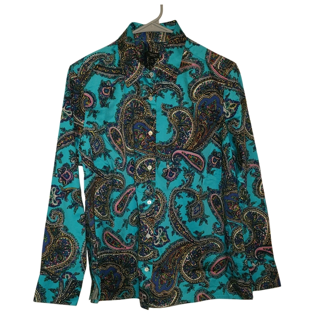 NWOT Women's Talbots Paisley Turquoise Shirt 1XP